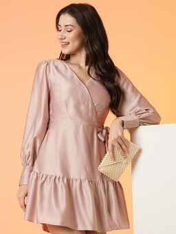 Globus - Women Pink Tie-Ups Wrap Party Dress