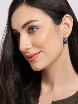 Sohi - Blue Butterfly Stone Studded Designer Hoops