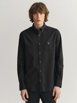 GANT - Men Black Solid Regular Fit Shirt
