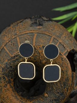 E2O - Gold-Toned Embellished Circular Drop Earrings