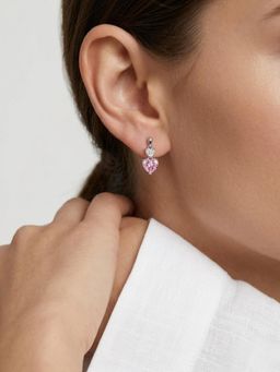 CARATIRO - Women 925 Sterling Silver Multi-Color Moissanite Heart Cut Drop Earrings