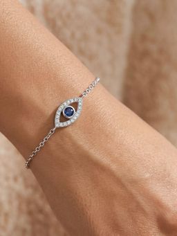 CARATIRO - Women 925 Sterling Silver Moissanite Diamond Evil Eye Chain Bracelet
