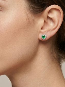 CARATIRO - 925 Sterling Silver Heart Cut Moissanite Diamond Studded Earrings