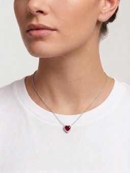 CARATIRO - Women 925 Sterling Silver Heart Halo Pendant Necklace