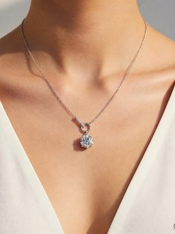 CARATIRO - Women 925 Sterling Silver Round Diamond Interlocking Pendant Necklace
