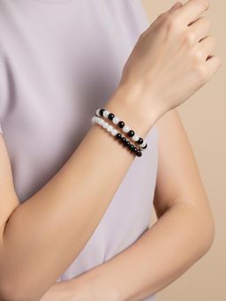 NVR - Black and White Crystal Beaded Bracelet