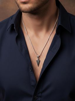 NVR - Men's Arrow Shaped Silver Plated Necklace