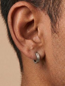 NVR - Men's Silver Plated Hoop Earrings