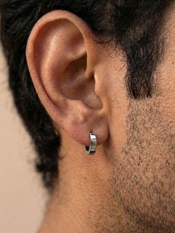 NVR - Men's Silver Plated Hoop Earrings