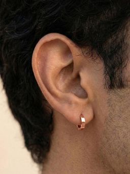 NVR - Men's Rose Gold Plated Hoop Earrings