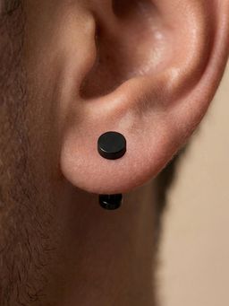 NVR - Men's Black Rhodium Plated Studs Earrings
