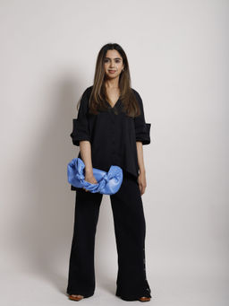 SPELL BY SMOKESHOW - Ivy Oversized Asymmetrical Black Shirt In Organic Cotton