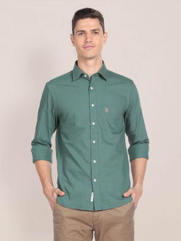 U.S. POLO ASSN. - Solid Dobby Cotton Shirt