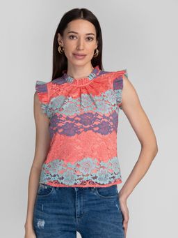 Globus - Multi Self Design Lace Top