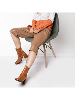 Saint G - Solid Taupe Distressed Leather High Ankle Boots