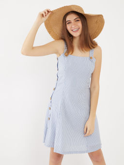 Zink London - Womens Blue Stripes Dress
