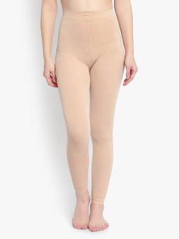 BRACHY - Women Beige Solid Sheer Stockings