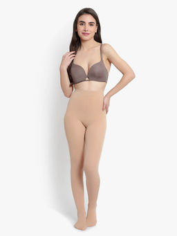 BRACHY - Women Beige Solid Sheer Stockings