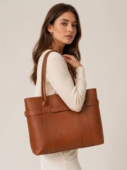 Yelloe - Tan Expandable Tote Bag