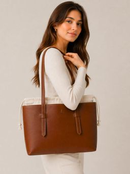 Yelloe - Tan Solid Tote Bag