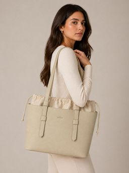 Yelloe - Beige Saffiano Printed Tote Bag