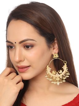 Yellow Chimes - Gold Pated Pearl Studded Chandbali Earrings