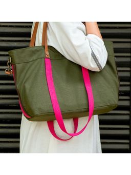 Visual Echoes - Urbania An Oversized Tote Bag Olive Green
