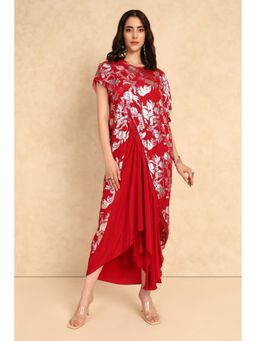 Style Junkiie - Berry Red Draped Skirt