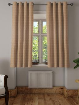 At Home by Nilkamal - Veera Jacquard Window Curtains|180 GSM|Set of 2 Panels|Size - 5ft|Beige