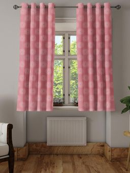 At Home by Nilkamal - Veera Jacquard Window Curtains|180 GSM|Set of 2 Panels|Size - 5ft|Onion