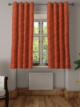 At Home by Nilkamal - Veera Jacquard Window Curtains|180 GSM|Set of 2 Panels|Size - 5ft|Rust