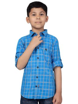Cantabil - Boys Checkered Royal Blue Casual Shirt
