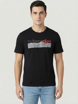 Wrangler - Men Graphic Print Black Crew Neck T-Shirt