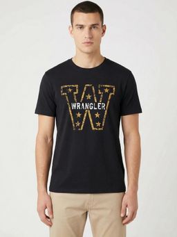 Wrangler - Men Graphic Print Blue Crew Neck T-Shirt