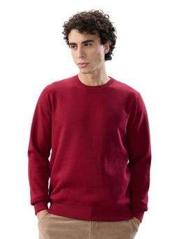 Parx - Dark Maroon Regular Fit Round Neck Sweatshirt