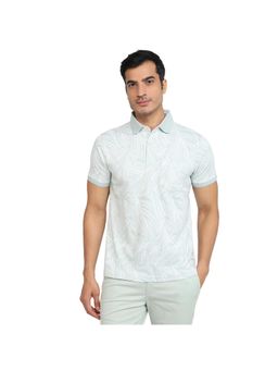 Parx - Regular Fit Printed Design Light Green Polo T-Shirt