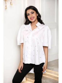 Label Swish - House Party White Cotton Tassel Shirt