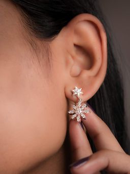 Vosgi - White Snowflake Bloom Diamond Jewellery Set