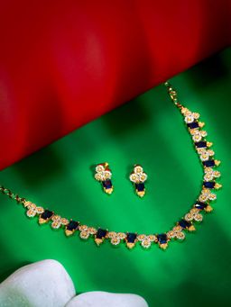 Vosgi - Elegant Emerald Blue and Gold-Plated Jewellery Set