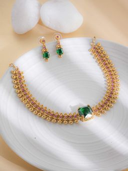 Vosgi - Luxury Emerald and Gold Green Jewellery Set