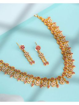 Vosgi - Pink Regal Emerald and Gold Jewellery Set