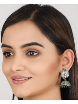 STUDIO B40 - Green Silver Toned Brass Necklace