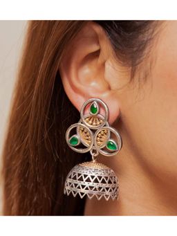 STUDIO B40 - Green Dual Tone Brass Earrings