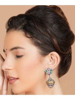 STUDIO B40 - Multi-Colour Dual Tone Brass Earrings