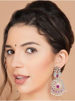 STUDIO B40 - Silver Tone Pink Stone Earrings