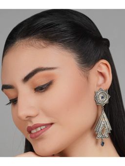 STUDIO B40 - Blue Silver Tone Brass Earrings