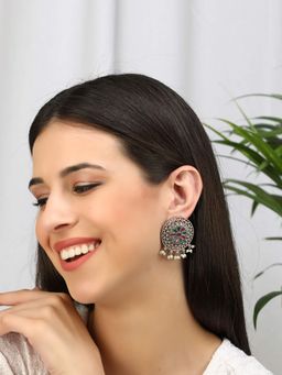 STUDIO B40 - Multi-Colour Silver Tone Brass Earrings