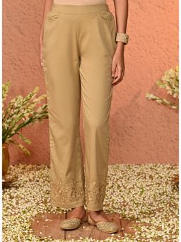 Lakshita - Beige Embroidered Straight Fit Pant