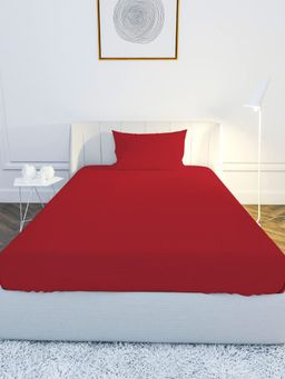 Mayfair Homes London - 100% Cotton 144TC Single Bedsheet with 1 pillow covers Solid Maroon (Single)
