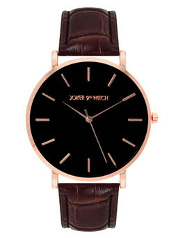 Joker and Witch - Joker & Witch Paul Black Dial Brown Croc Strap Watch for Men AMWW442